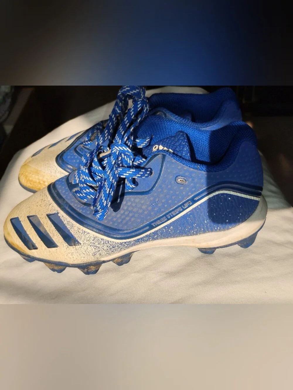 Adidas Blue Lace-Up Athletic Cleats with White Accents - Size 1.5